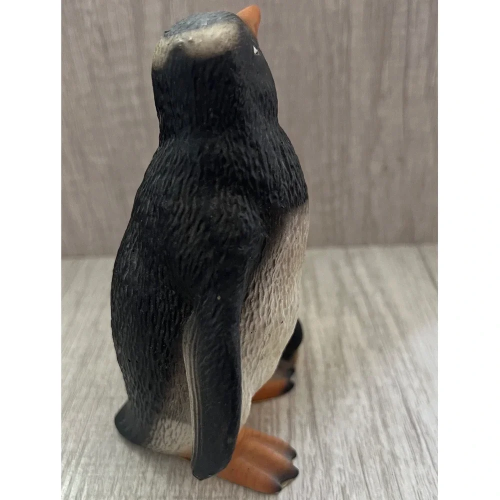 Vintage Penguin with Chick Figurine Realistic Textured Bird Decor Collectible
